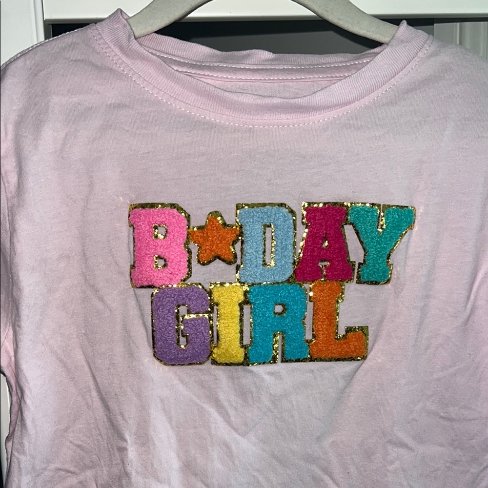B-Day Girl appliqué cotton t-shirt for little girl - Picture 2 of 9